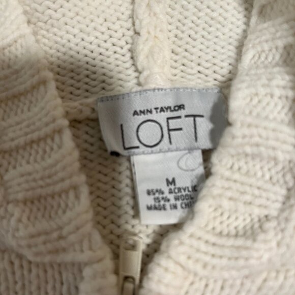 Loft Size M Cream Hooded Sweater - Picture 2 of 5
